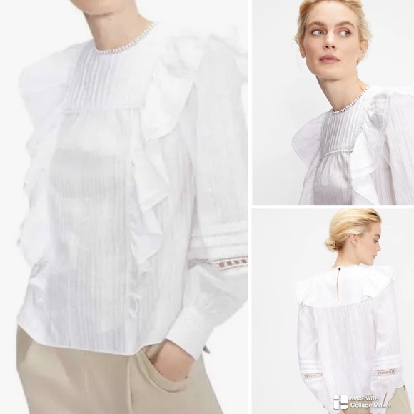 Ted Baker double ruffle silias cotton top NWT